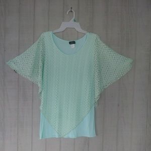 Teal Green Lace overlay blouse